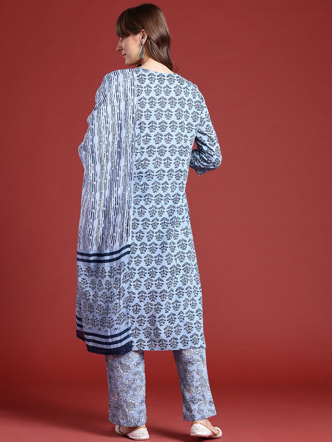 Anouk Printed Pure Cotton Kurta with Trousers & Dupatta