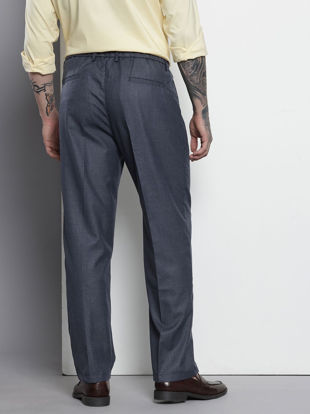The Indian Garage Co. X Men Relaxed Straight Fit Textured Pleated Formal Trousers