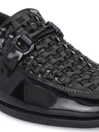 House of Pataudi Men Textured Round Toe Slip-On Formal Loafers