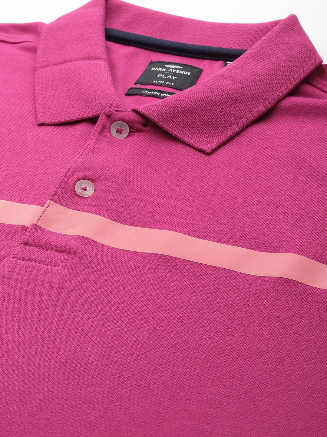 Park Avenue Striped Polo Collar Slim Fit T-shirt