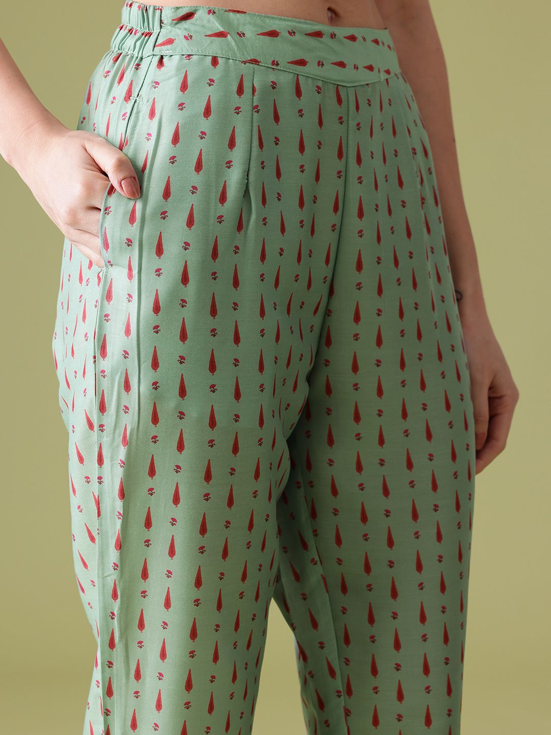 Anouk Floral Printed Pure Cotton Kurta With Trousers & Dupatta