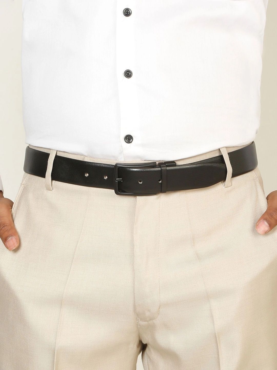 Teakwood Leathers Men Textured Leather Reversible Belt