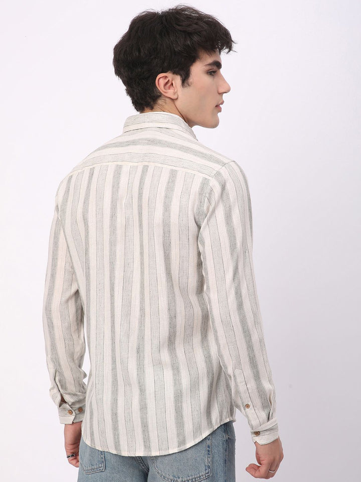 VASTRADO Men Classic Slim Fit Opaque Striped Casual Shirt