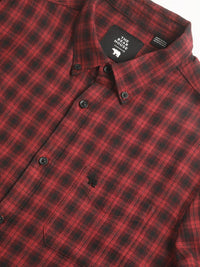 THE BEAR HOUSE Slim Fit Tartan Checks Spread Collar Pocket Cotton Casual Shirt