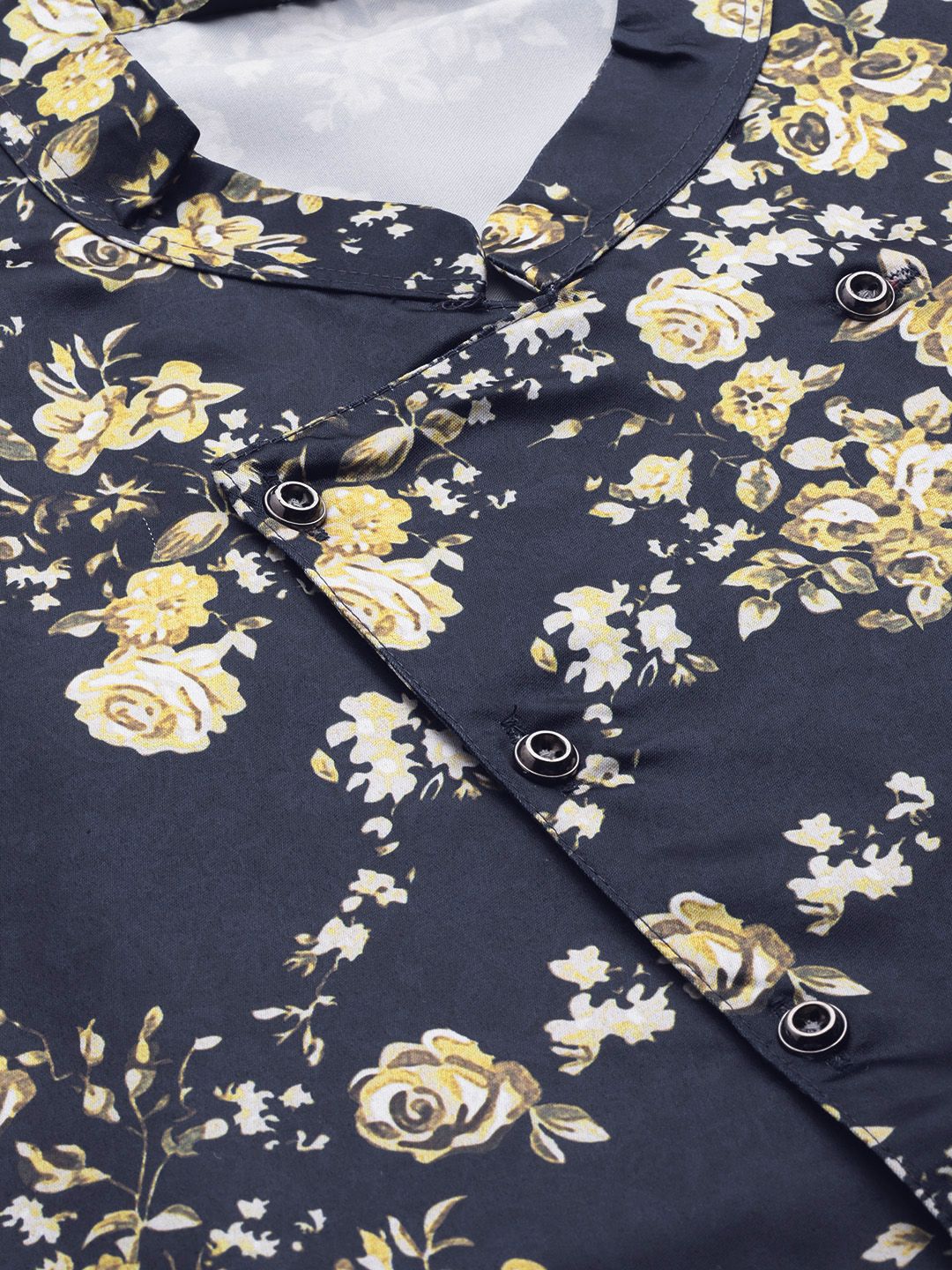 SOJANYA Men Blue & Beige Floral Printed Kurta with Churidar