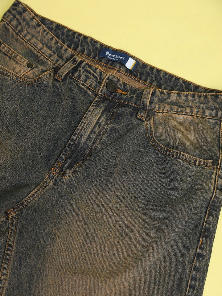 Bene Kleed Men Cotton Straight Fit Tinted Jeans