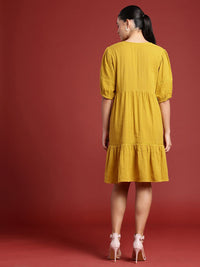 all about you Pure Cotton Puff Sleeve Tiered A-Line Dress
