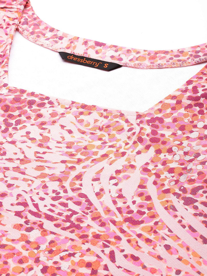 DressBerry Printed Square Neck Top