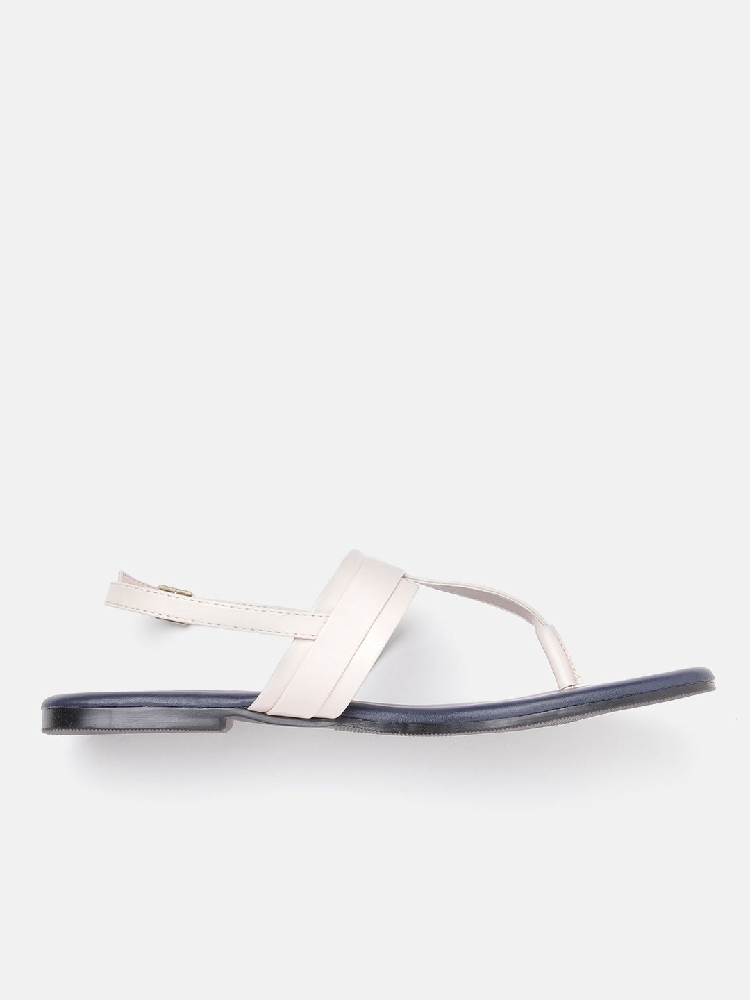 DressBerry Women Solid T-Strap Flats with Buckle Detail