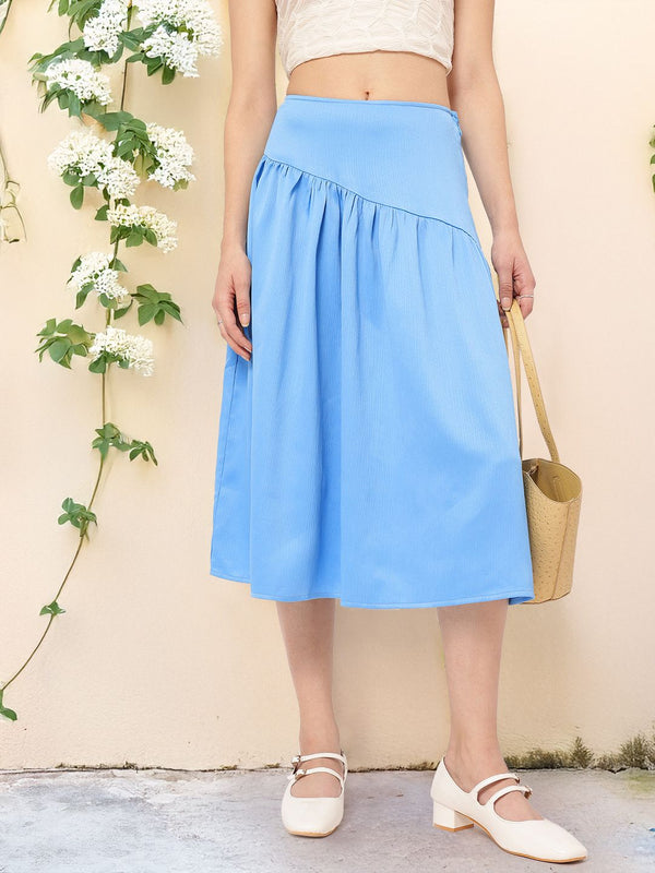 DressBerry Women Ocean Mist Crinkle Gathered A-Line Skirt