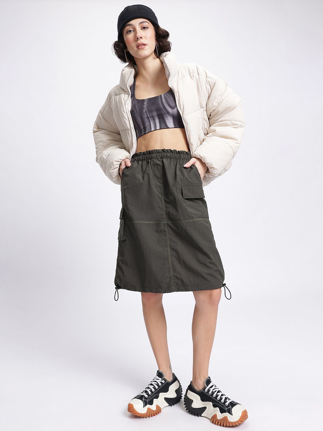 DressBerry Urban Edge Straight Skirt with Toggled Hem