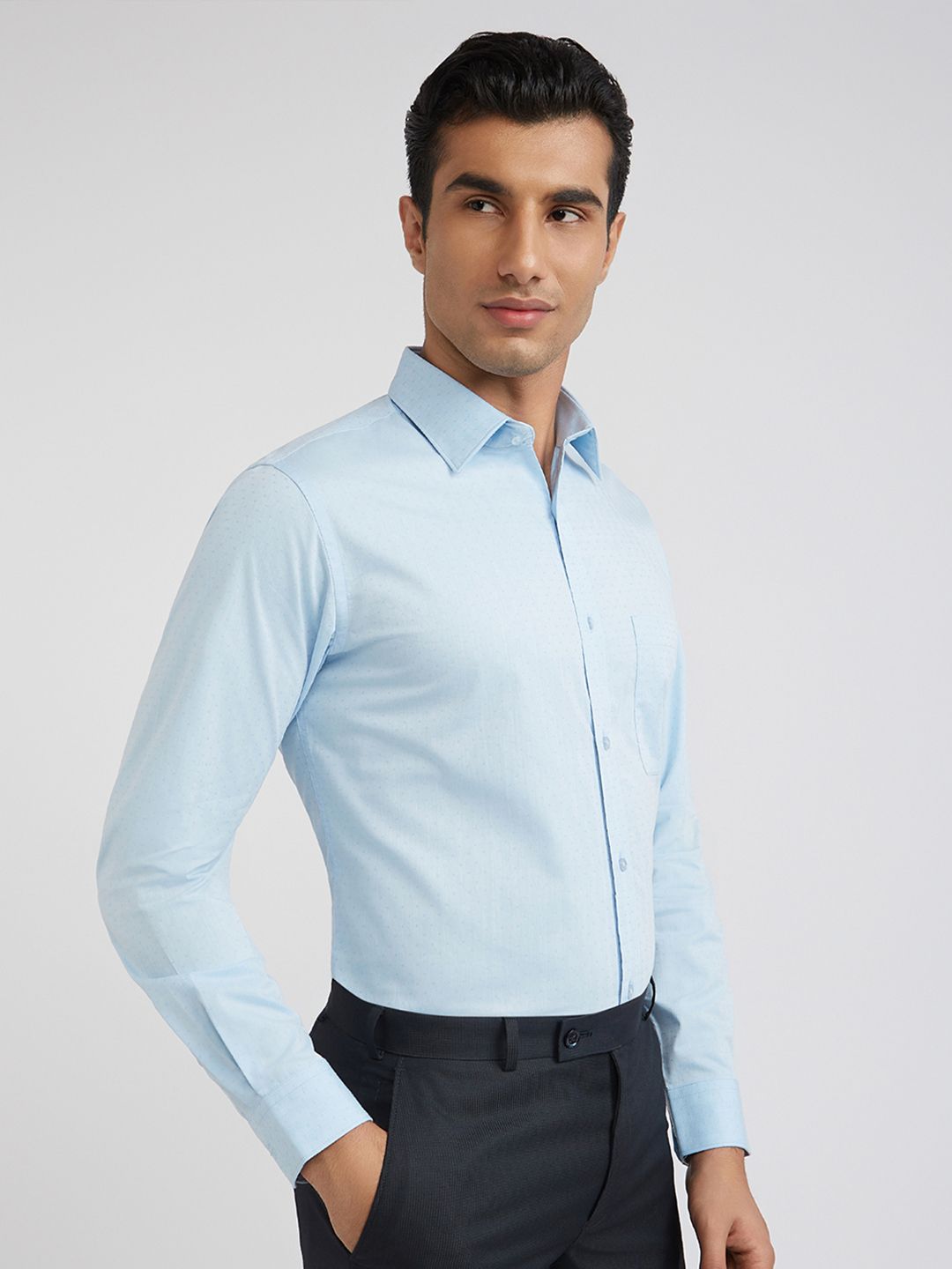 Raymond Men Slim Fit Pure Cotton Ditsy Printed Formal Shirt