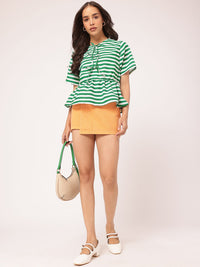 DressBerry Bowtiful Babe Striped Peplum Top