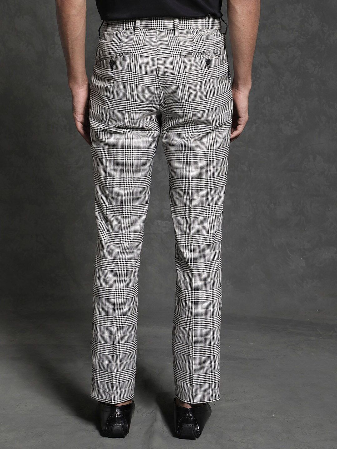 RARE RABBIT Men Savvet Mid-Rise Checked Slim Fit Formal Trouser