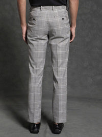 RARE RABBIT Men Savvet Mid-Rise Checked Slim Fit Formal Trouser