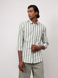 ether Classic Fit Striped Cotton Linen Shirt