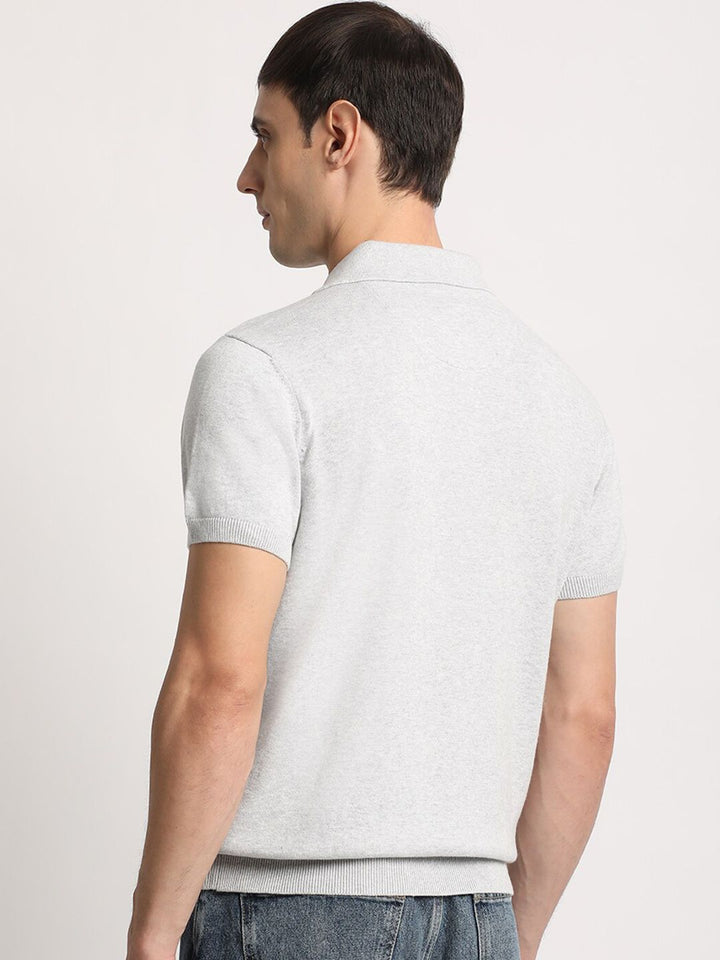 THE BEAR HOUSE Men Solid Regular Fit Cotton Polo Collar T-Shirt