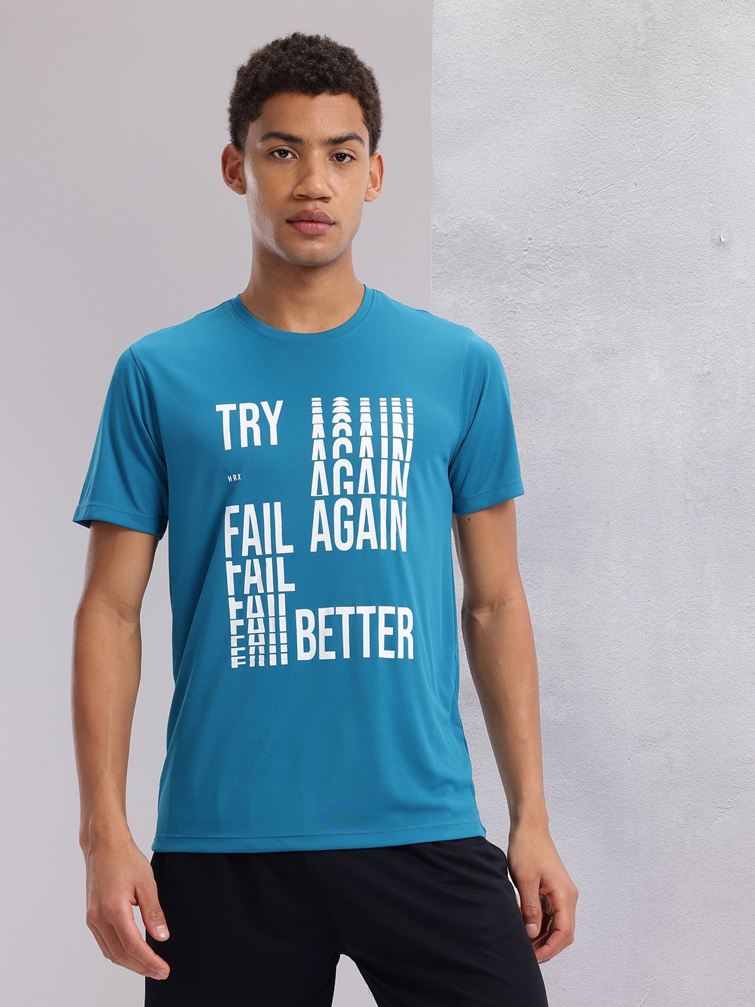 HRX by Hrithik Roshan Typography Print Rapid-Dry Training T-shirt