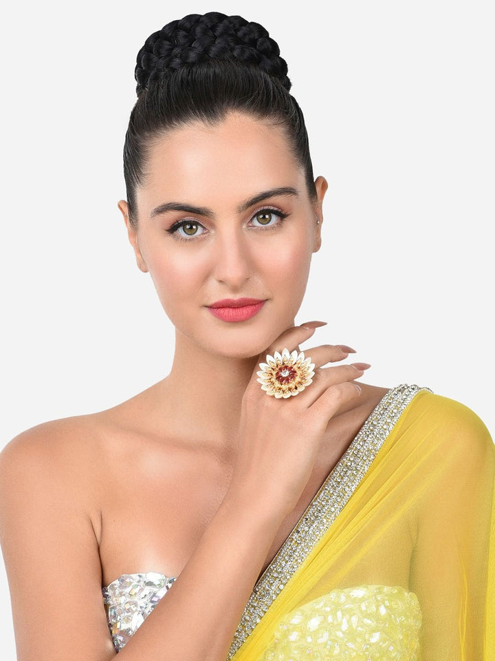 Zaveri Pearls Gold Plated Stone Studded Adjustable Finger Rings