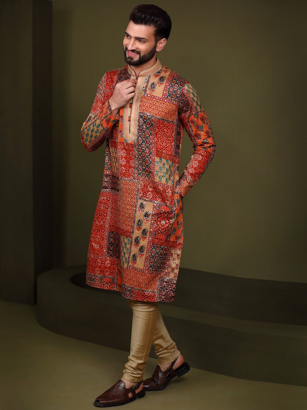KISAH Men Abstract Printed Regular Fit Kurta