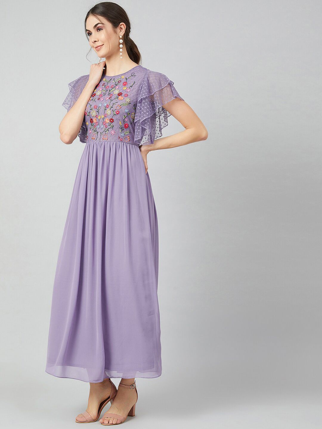 Athena Purple Floral Printed Maxi Dress