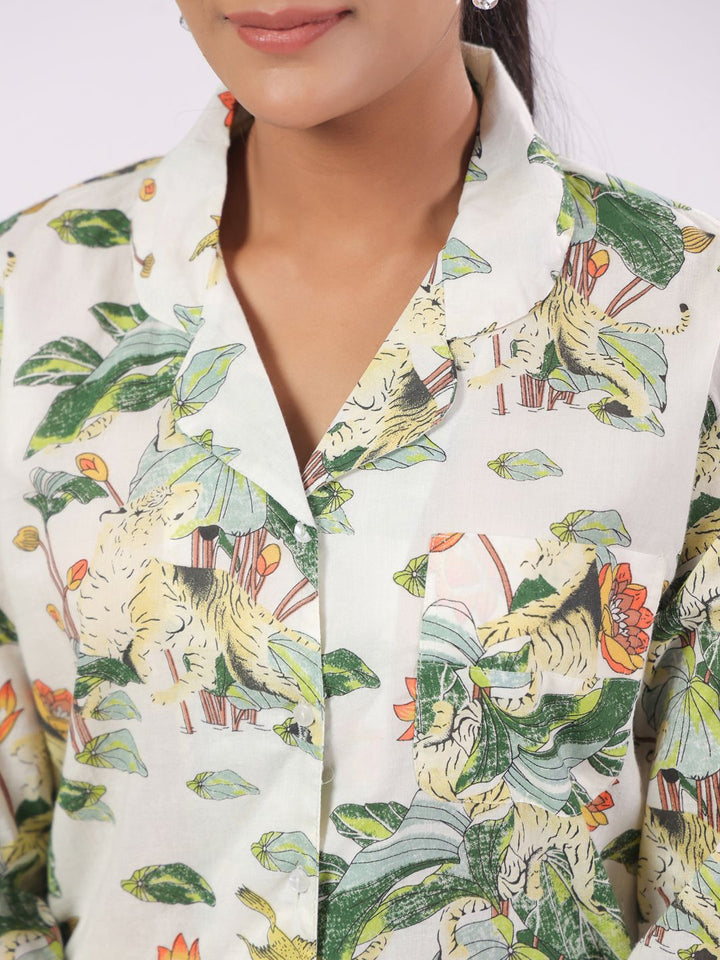 SANSKRUTIHOMES Women Floral  Printed Pure Cotton Night suit