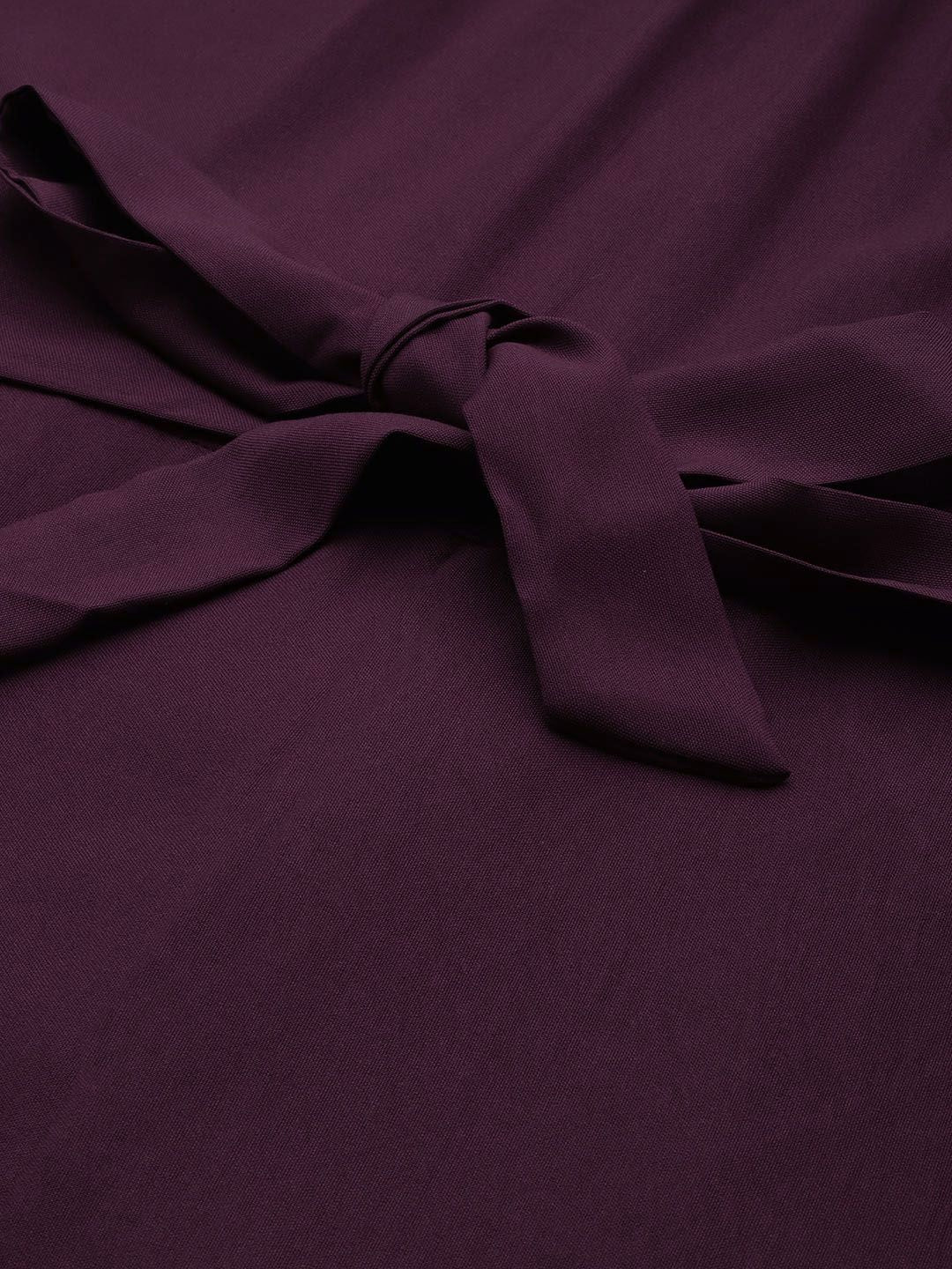 DressBerry Women Burgundy Solid Extended Sleeves Basic Jumpsuit