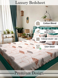 Moda Rapido X KLOTTHE Bunga-bunga Berwarna Krim 300 TC Cadar King dengan 2 Sarung Bantal
