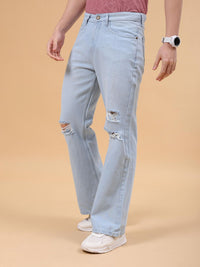 The Indian Garage Co Men Bootcut Highly Distressed Light Fade Pure Cotton Jeans