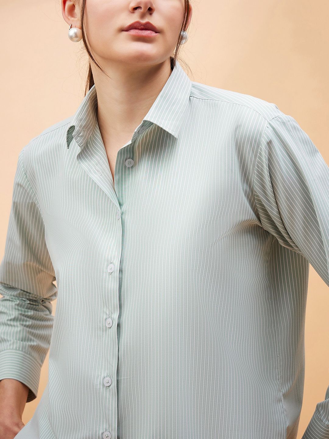 SASSAFRAS BASICS Comfort Striped Spread Collar Long Sleeves Casual Shirt