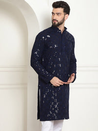 SOJANYA Dihiasi Kolar Mandarin Kurta Kapas Tulen Lurus