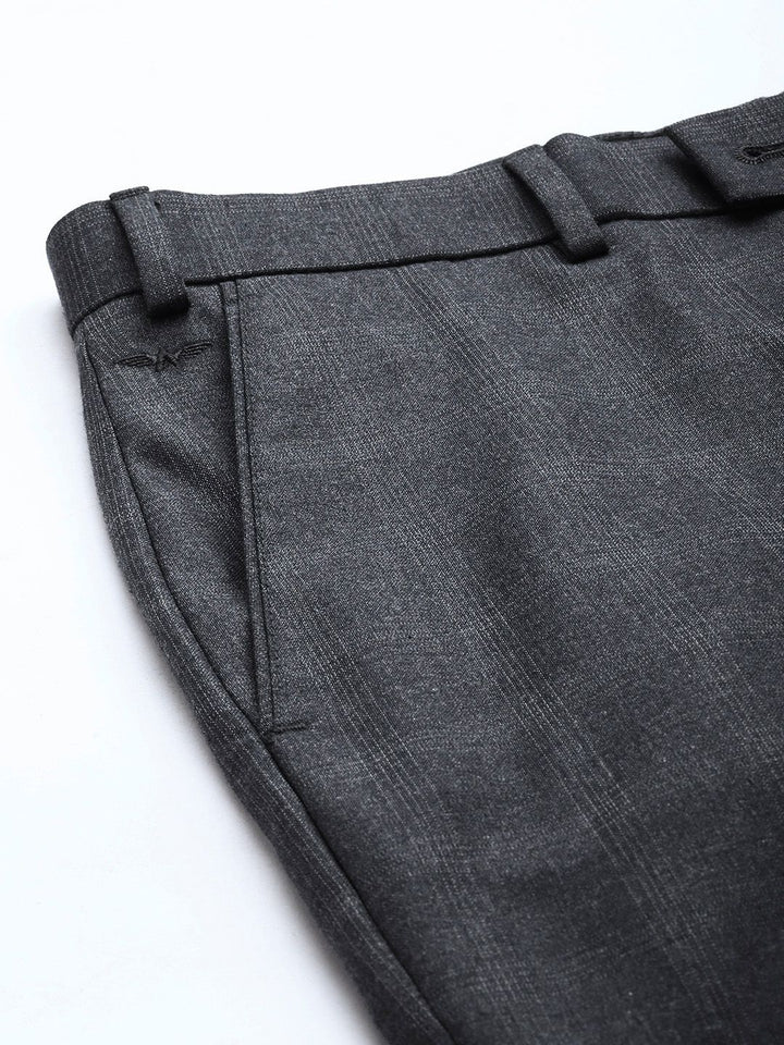 Park Avenue Men Mid-Rise Checked Smart Trousers