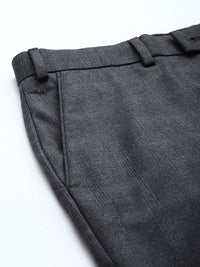 Park Avenue Men Mid-Rise Checked Smart Trousers