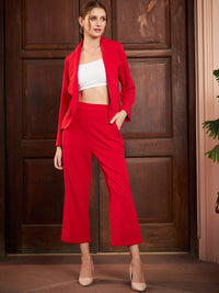 Athena Red Scalloped Blazer With Trousers