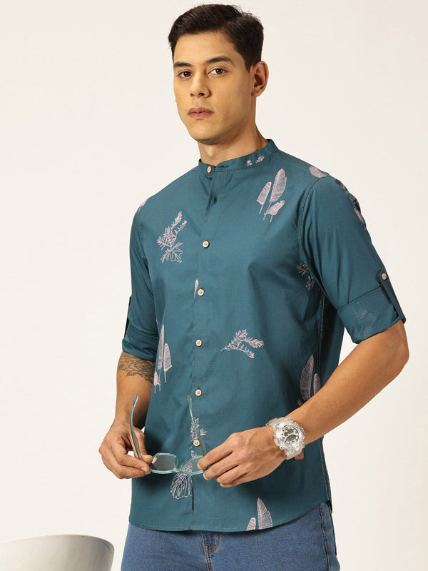 Thomas Scott Premium Slim Fit Floral Opaque Printed Cotton Casual Shirt