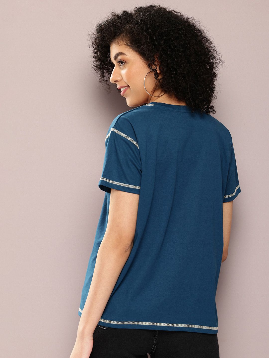 DILLINGER Women Graphic Printed Embossed Oversized T-shirt