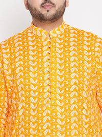 VASTRAMAY Men Chikankari Embroidered Pure Cotton Plus Size Kurta