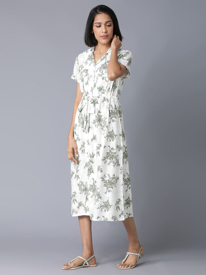 W White Floral Midi Dress