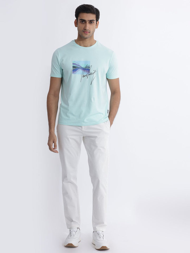 RARE RABBIT Men Libro Graphic Printed Slim Fit Cotton T-Shirt