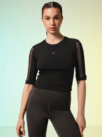 HRX by Hrithik Roshan ACTIVE-GODDESS Slim Fit Rapid Dry Training Crop T-shirt