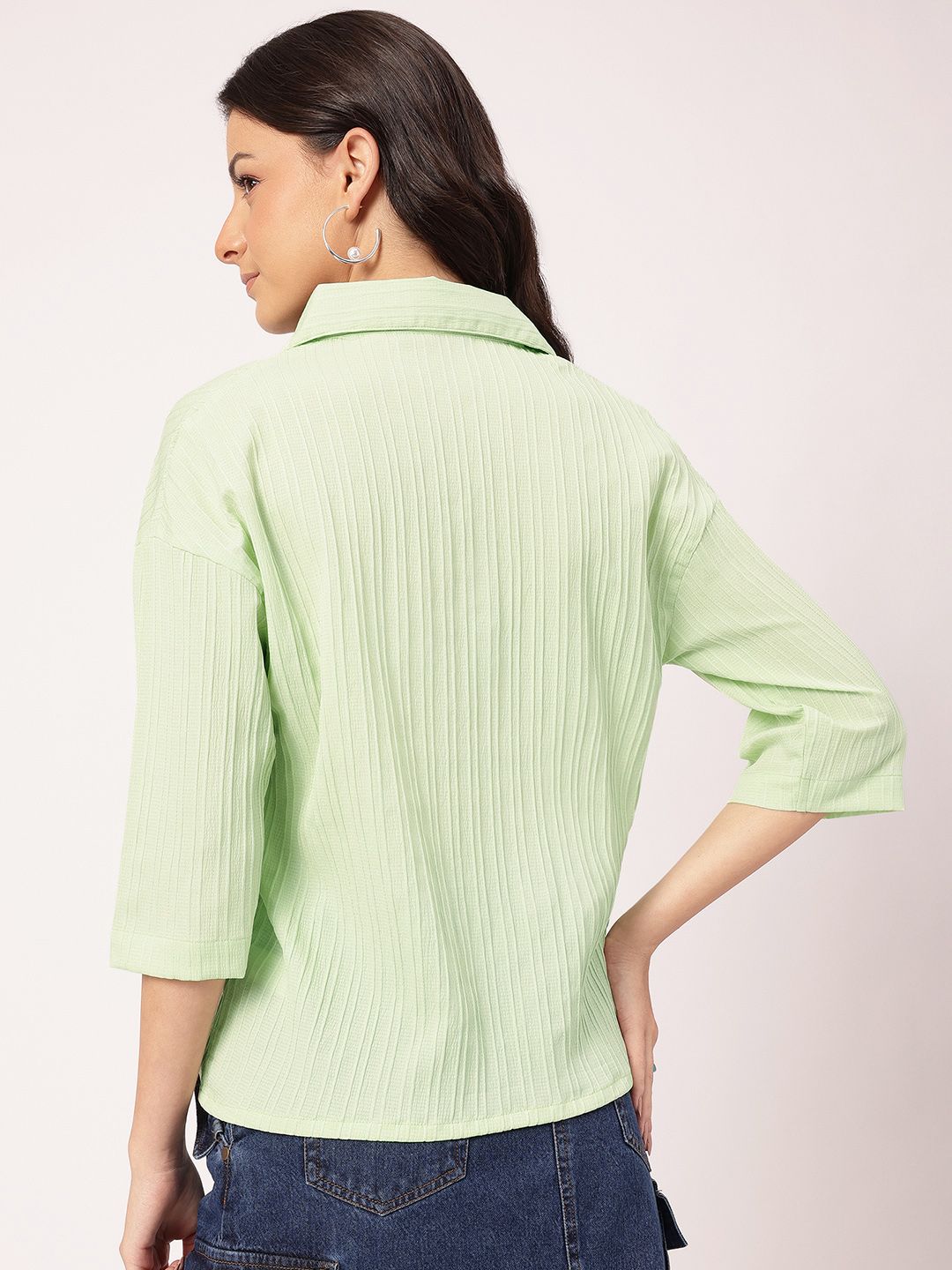 DressBerry Alluring Innocence Rippled Stripes Shirt