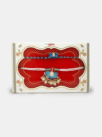 NVR Set of 2 Lotus Stone-Studded & Beaded Bhaiya Bhabhi Rakhi with Roli Chawal
