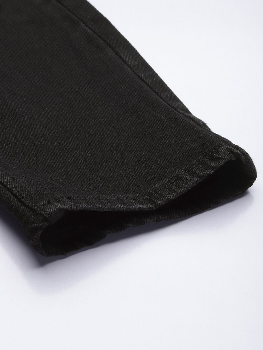 The Indian Garage Co Men Black Slim Fit Low Distress Light Fade Stretchable Jeans