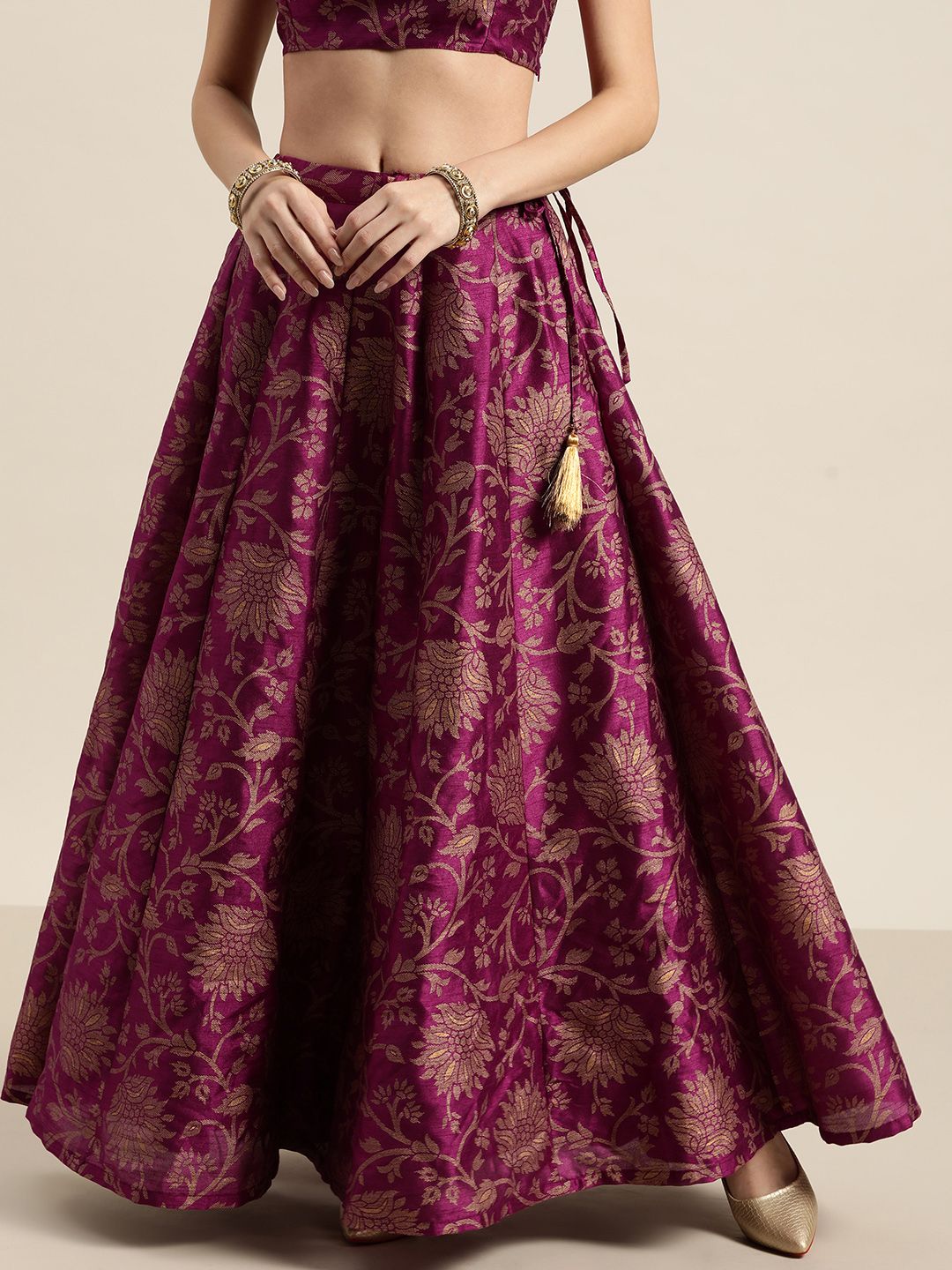 Shae by SASSAFRAS Charming Purple Floral Jacquard Skirt