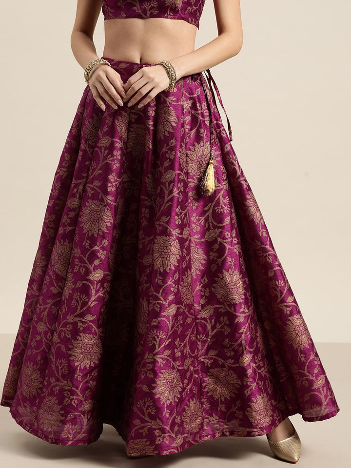Shae by SASSAFRAS Charming Purple Floral Jacquard Skirt