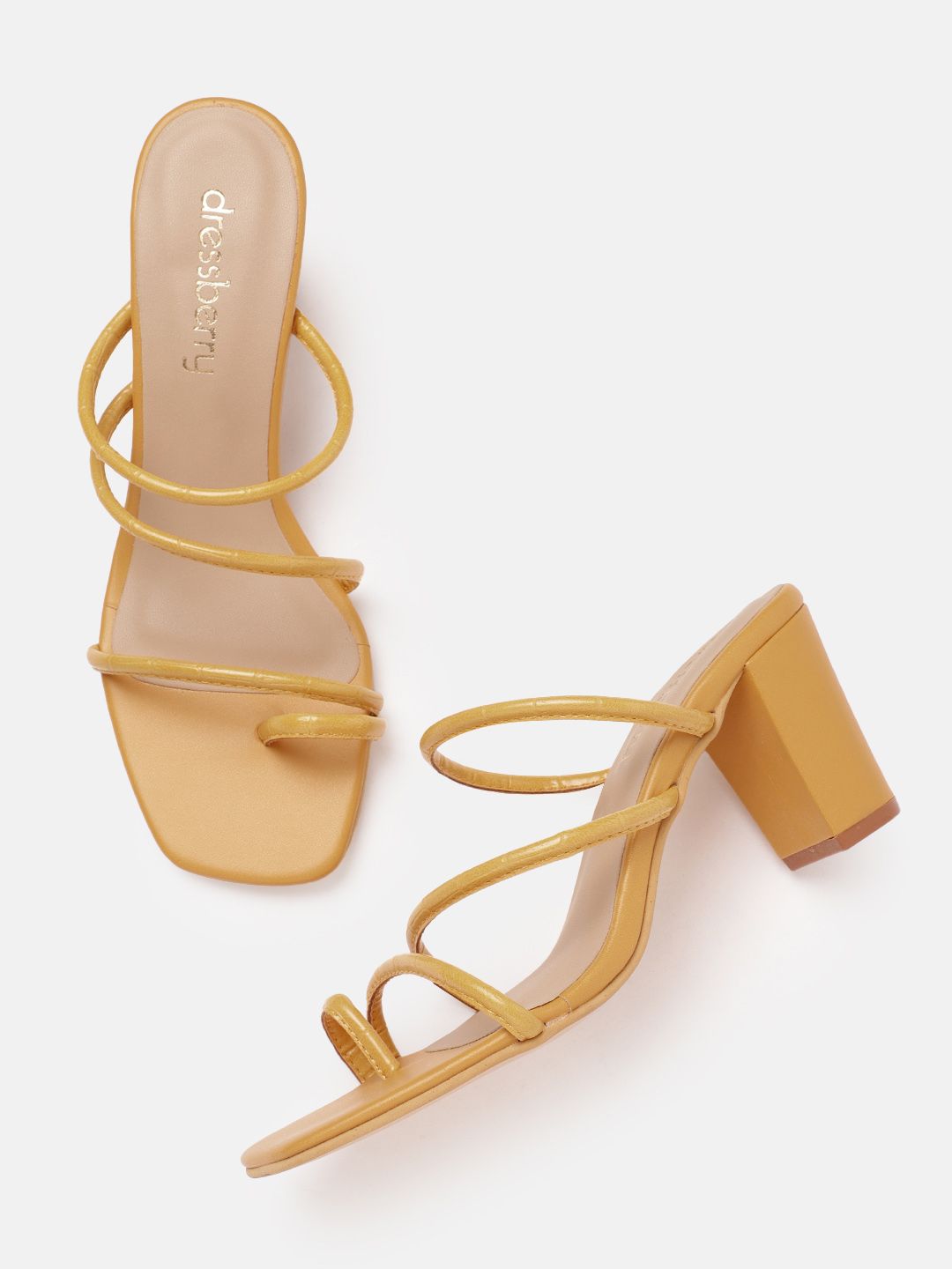 DressBerry Women Croc Textured Block Heels
