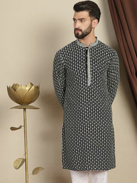 Anouk Geometric Printed Mandarin Collar Lengan Panjang Cotton Kurta