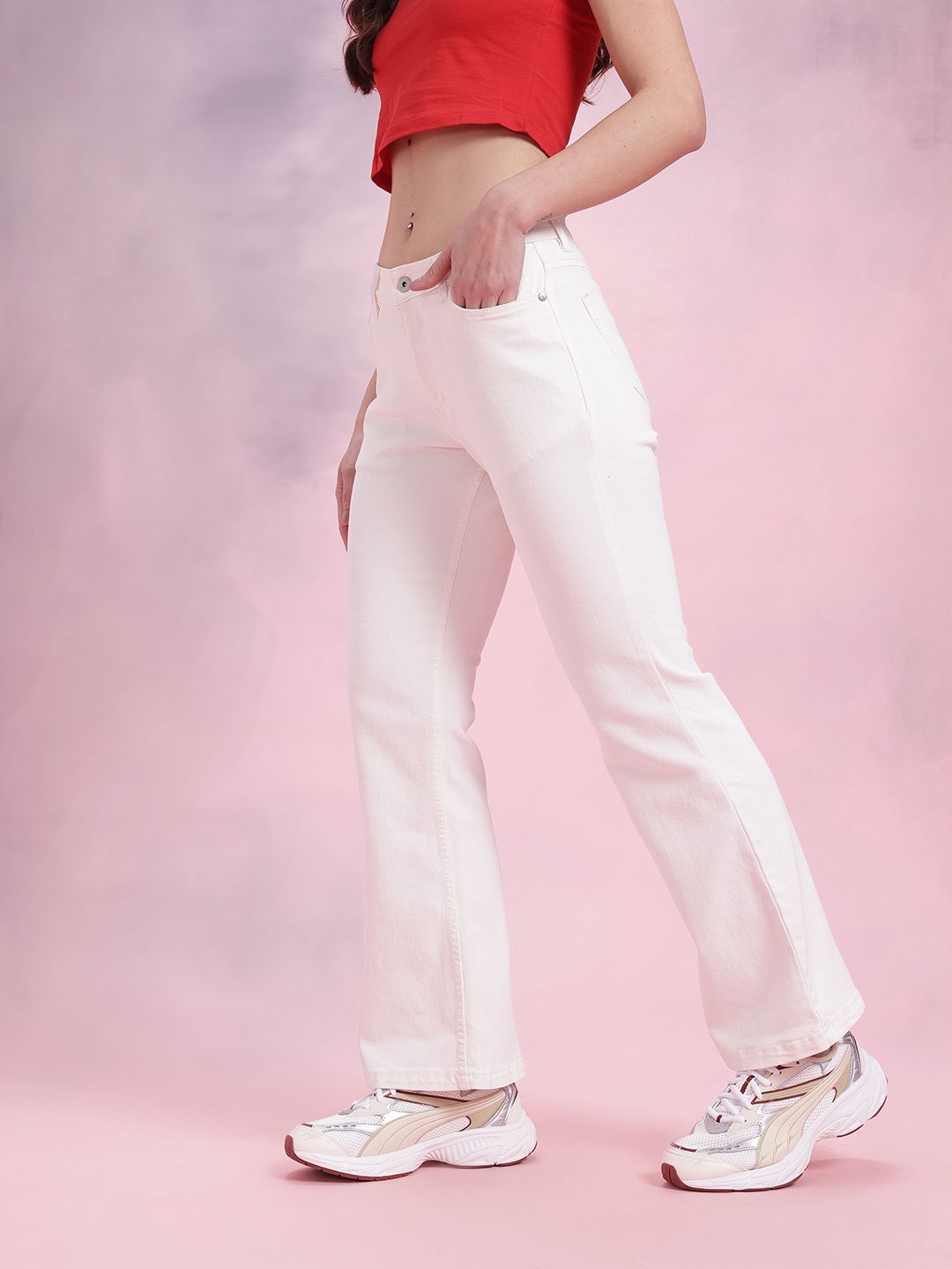DressBerry Women Flared High-Rise Stretchable Jeans