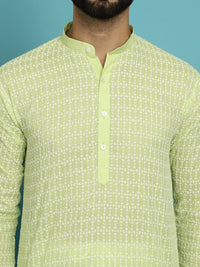 SOJANYA Kurta Kerja Benang Kapas Tulen Kolar Mandarin Geometrik