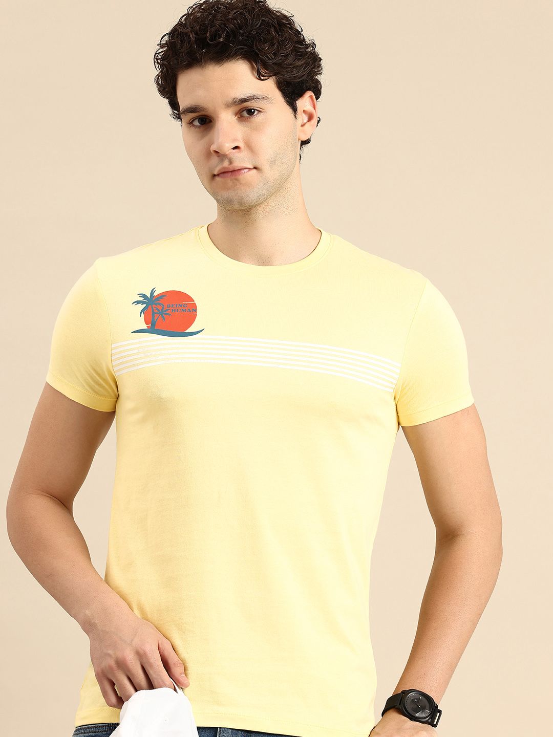 Being Human Striped Pure Cotton T-shirt